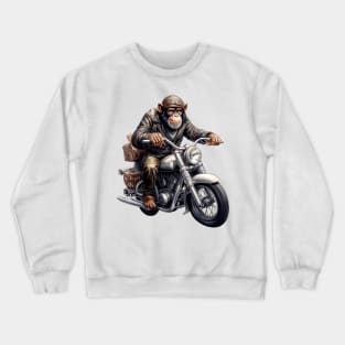 Monkey Biker Retro Motorcycle Crewneck Sweatshirt